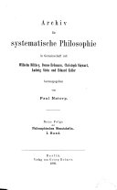 Copertina di Archiv für systematische Philosophie