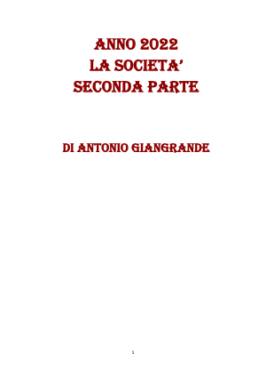 Copertina di ANNO 2022 LA SOCIETA' SECONDA PARTE