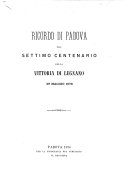Copertina di Ricordo di Padova pel settimo centenario della vittoria di Legnano, 29 Maggio, 1876