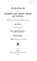 Copertina di Jahrbuch für romanische und englische Sprache und Literatur