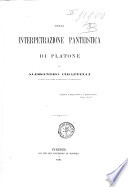 Copertina di Della interpetrazione panteistica di Platone