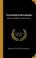 Copertina di Psychological Monographs: General And Applied, Volume 26