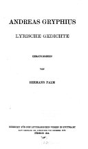 Copertina di Lyrische Gedichte