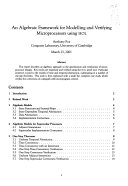 Copertina di An Algebraic Framework for Modelling and Verifying Microprocessors Using HOL
