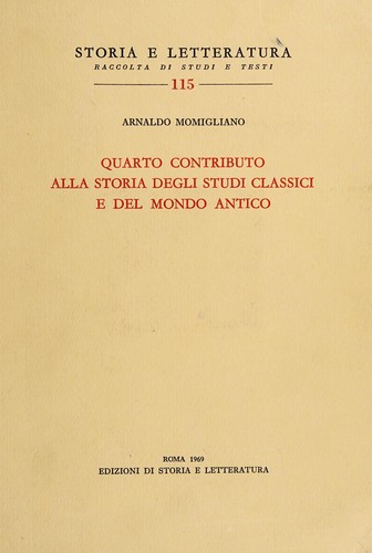 Copertina di Quarto contributo alla storia degli studi classici e del mondo antico