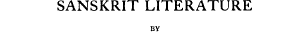 Copertina di A History of Sanskrit Literature