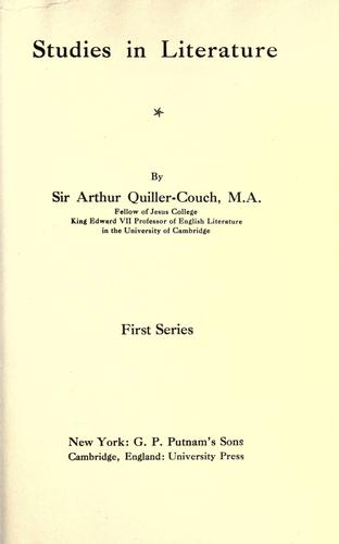 Copertina di Studies in literature. First series