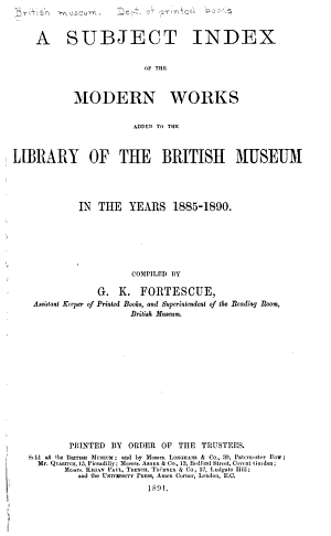 Copertina di Subject Index of the Modern Works Added to the Library of the British Museum