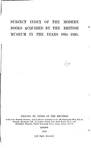 Copertina di Subject Index of the Modern Works Added to the British Museum Library