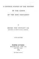 Copertina di A General Survey of the History of the Canon of the New Testament