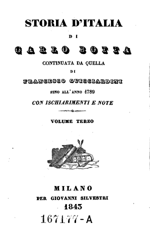 Copertina di Storia d'Italia di Carlo Botta