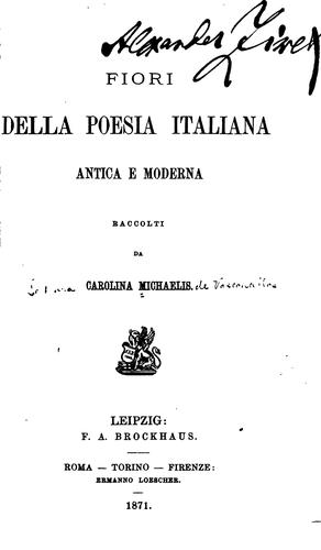 Copertina di Fiori della poesia italiana, antica e moderna