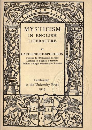 Copertina di Mysticism in English literature
