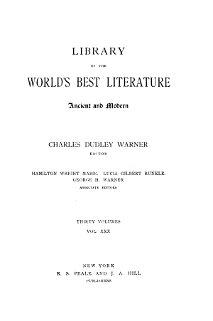 Copertina di Library of the World's Best Literature, Ancient and Modern: Synopses of books. General index