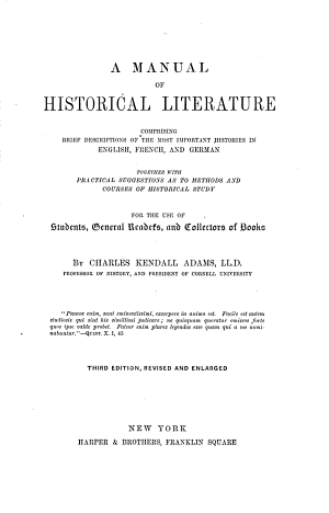 Copertina di A Manual of Historical Literature