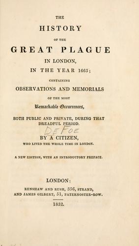 Copertina di The history of the great plague in London in the year 1665