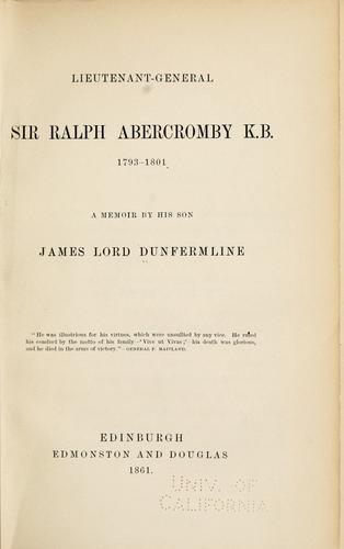 Copertina di Lieutenant-General Sir Ralph Abercromby, K.B., 1793-180l