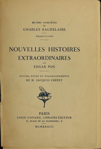 Copertina di Nouvelles histoires extraordinaires (Berenice / Black Cat / Cask of Amontillado / Colloquy of Monos and Una / Conversation of Eiros and Charmi / Devil in the Belfry / Fall of the House of Usher / Fou…