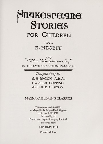 Copertina di Shakespeare stories for children