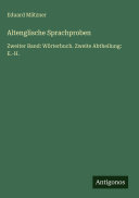 Copertina di Altenglische Sprachproben