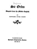 Copertina di Sir Orfeo, Adapted from the Middle English