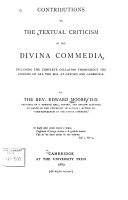Copertina di Contributions to the Textual Criticism of the Divina Commedia