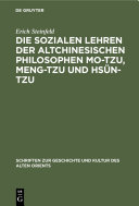 Copertina di Die sozialen Lehren der altchinesischen Philosophen Mo-Tzu, Meng-Tzu und Hsün-Tzu