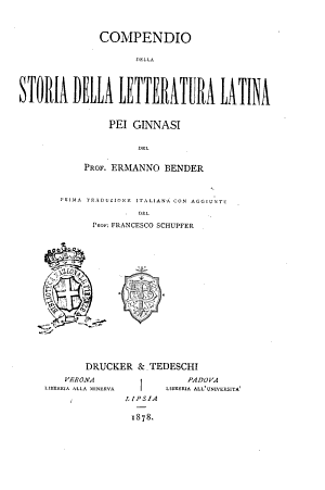 Copertina di Compendio della storia della letteratura latina pei ginnasi [di] Ermanno Bender