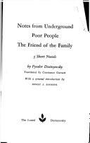 Copertina di NOTES FROM UNDERGROUND POOR PEOPLE THE FRIEND OF THE FAMILY