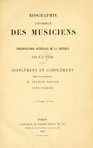 Copertina di Biographie universelle des musiciens et bibliographie générale de la musique. Supplément et complément