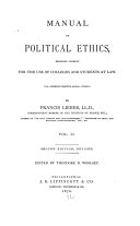 Copertina di Manual of Political Ethics