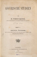 Copertina di Assyrische Studien