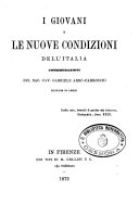 Copertina di I giovani e le nuove condizioni dell'Italia considerazioni