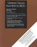 Copertina di Literature Criticism from 1400-1800: Annual Cumulative Title Index