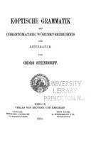Copertina di Koptische Grammatik mit Chrestomathie, Wörterverzeichnis und Litteratur