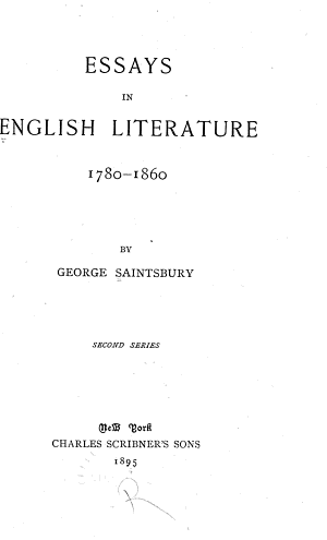 Copertina di Essays in English Literature, 1780-1860
