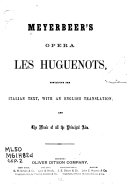 Copertina di Meyerbeer's opera Les Huguenots