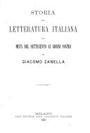 Copertina di Storia della letteratura Italiana dalla metà del settecento ai giorni nostri