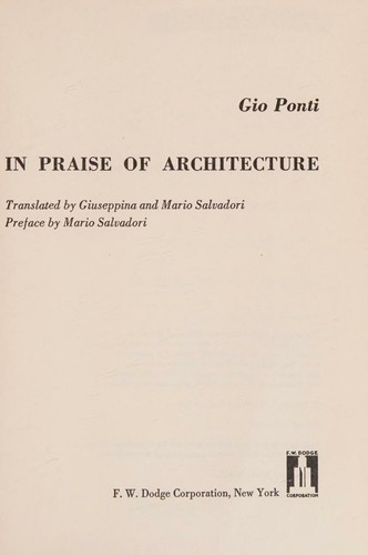 Copertina di In praise of architecture