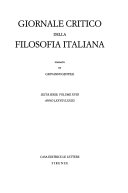 Copertina di Giornale critico della filosofia italiana