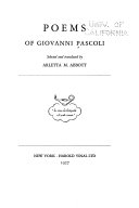 Copertina di Poems of Giovanni Pascoli