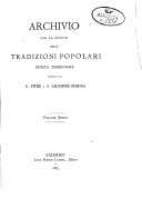 Copertina di Archivio per lo studio delle tradizioni popolari