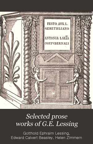 Copertina di Selected Prose Works of G.E. Lessing