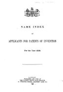 Copertina di Index to Names of Applicants in Connection with Published Complete Specifications