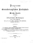 Copertina di Programm der Großherzoglichen Realschule zu Michelstadt