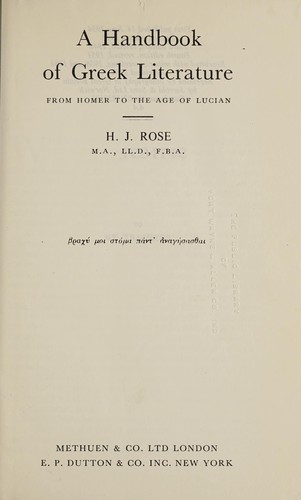 Copertina di A handbook of Greek literature from Homer to the age of Lucian