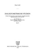 Copertina di Dialektometrische Studien