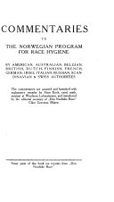 Copertina di Commentaries to the Norwegian Program for Race Hygiene