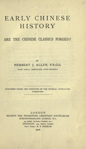 Copertina di Early Chinese history