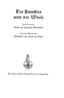 Copertina di Der Kunstler und der Weise